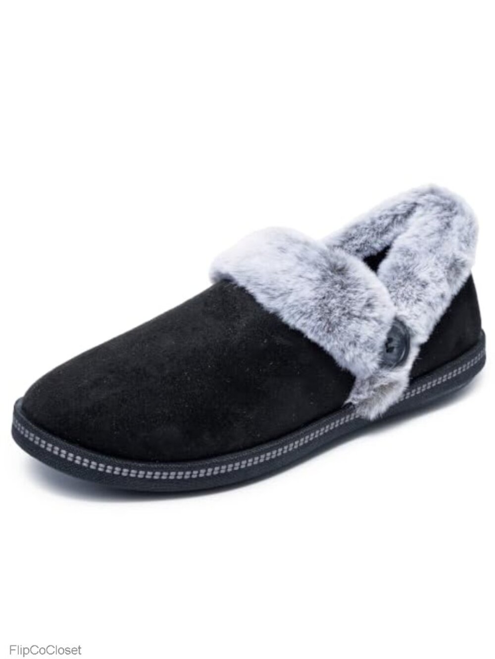 Memory Foam Slippers with Faux Fur Trim Slip-On Comfort